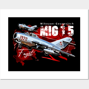 Mikoyan-Gurevich MiG-15 Soviet Union Vintage Fighterjet Posters and Art